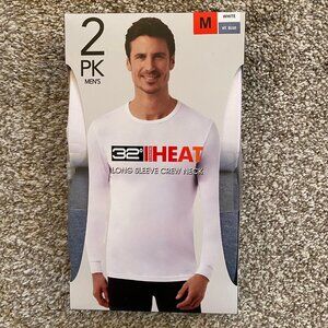 New Men 32 Degrees Heat Top Long Sleeve Scoop Neck 2 Pack Thermal Base layer Tee